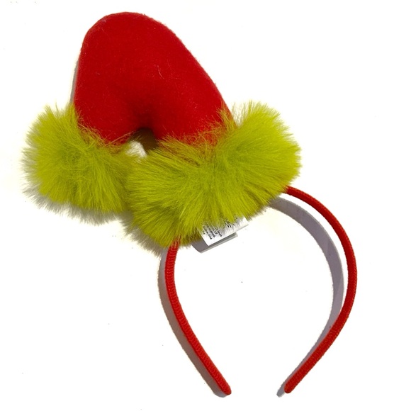 The Grinch Who Stole Christmas Dr Seuss Santa Hat Hair Headband Costume Red Fur - Picture 4 of 7